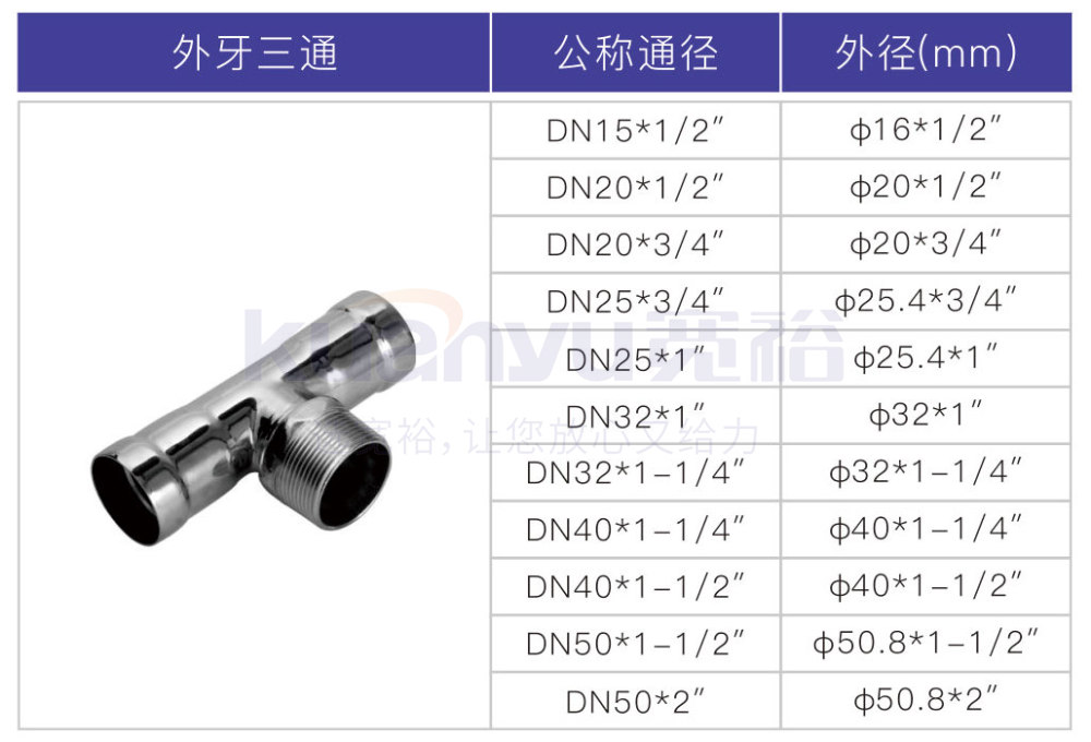 不锈钢环压外牙三通